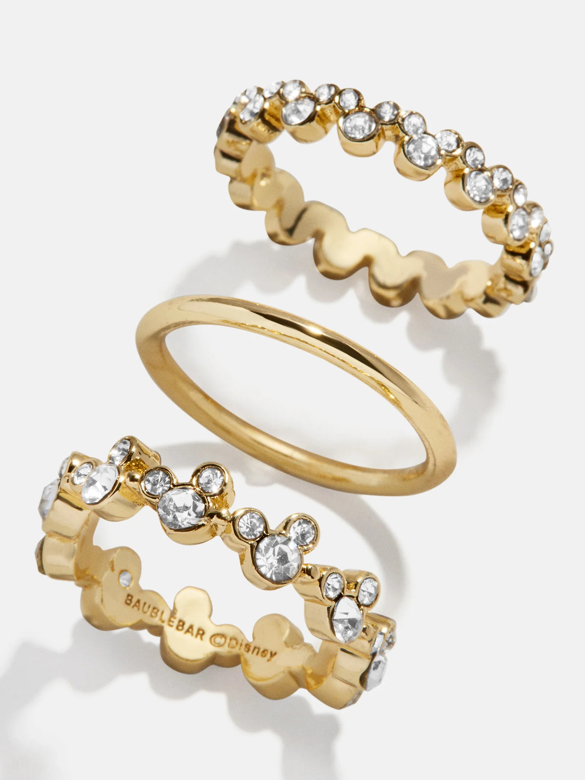 Disney Mickey Mouse Ring Set - Gold/Pavé