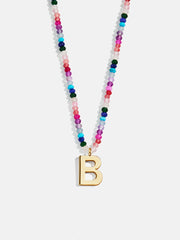 Semi-Precious Block Initial Necklace - Dark Multi
