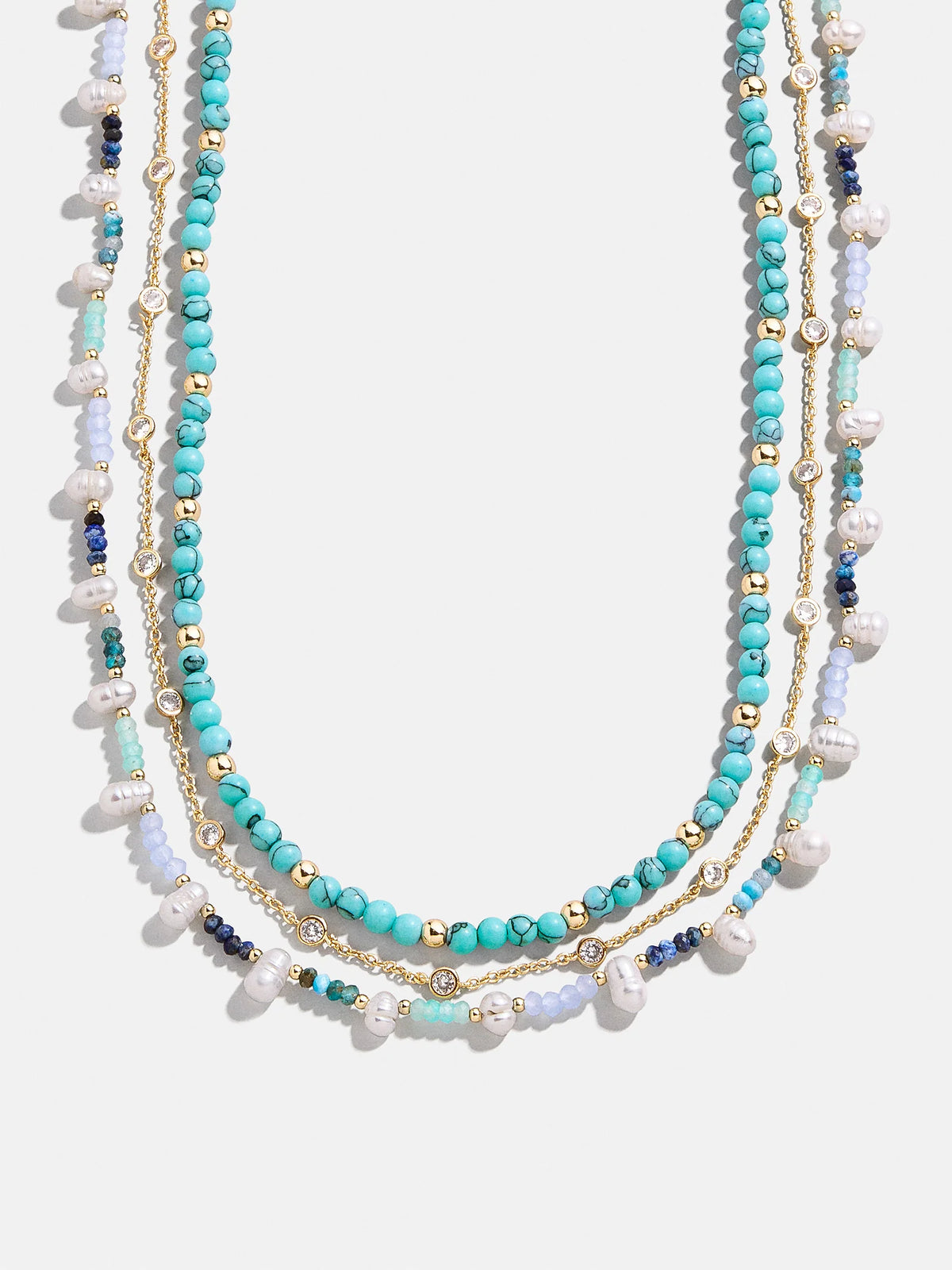 Rowan Semi-Precious Layered Necklace - Gold/Blue