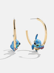Disney Stitch 3D Hoop Earrings - Gold/Blue