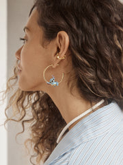 Disney Stitch 3D Hoop Earrings - Gold/Blue