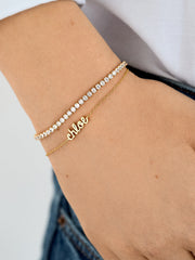 18K Gold Custom Nameplate Bracelet - 18K Gold