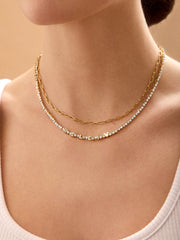 Disney Mickey Mouse Bezel Custom Tennis Necklace - Gold/Pavé