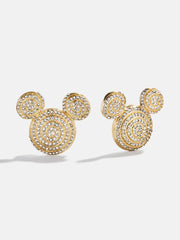Disney Mickey Mouse Spiral Earrings - Gold/Pavé