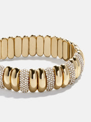 Keira Ribbed Bracelet - Gold/Pavé