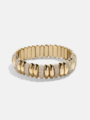 Keira Ribbed Bracelet - Gold/Pavé