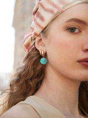 Genevieve Seashell Earrings - Gold/Turquoise