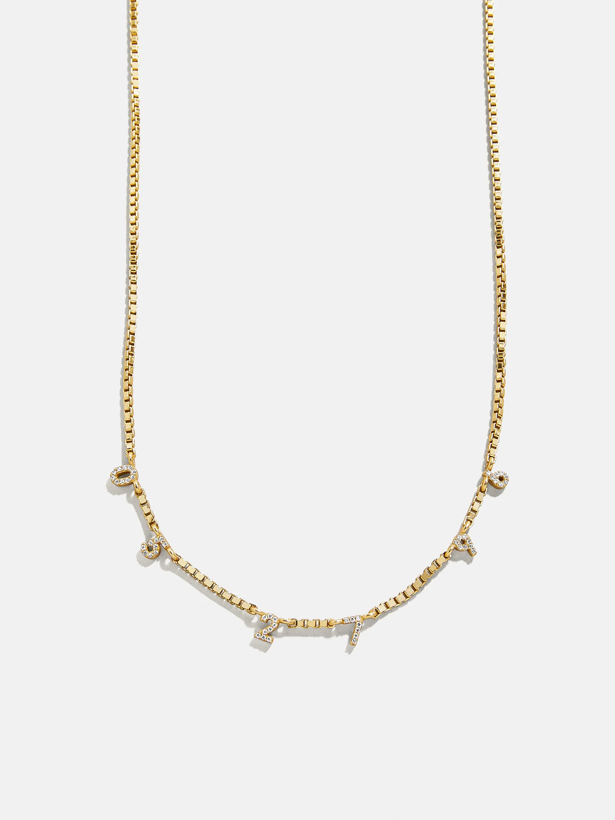 18K Gold Spaced Number Custom Necklace - XS