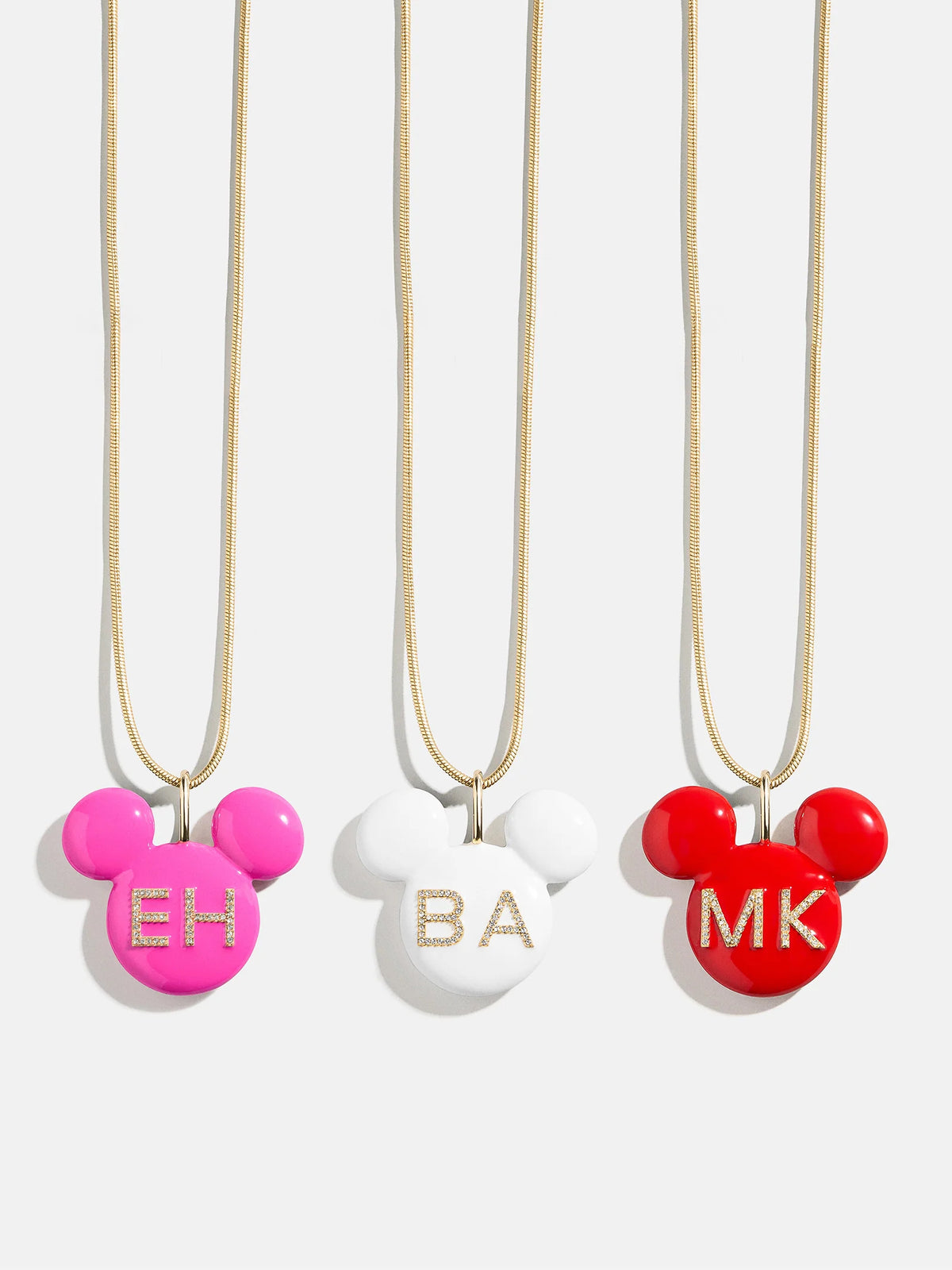 Disney Mickey Mouse Enamel Custom Initial Necklace - Pink