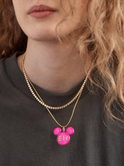 Disney Mickey Mouse Enamel Custom Initial Necklace - Pink