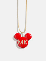 Disney Mickey Mouse Enamel Custom Initial Necklace - Red