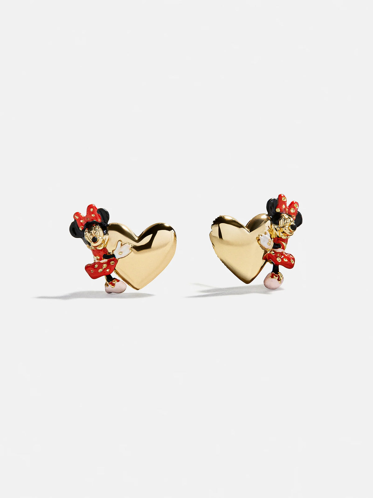 Disney Minnie Mouse Hugging Heart Earrings - Gold