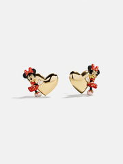 Disney Minnie Mouse Hugging Heart Earrings - Gold