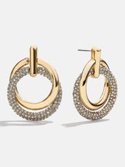 Sandra Gold Statement Earrings - Gold/Pavé