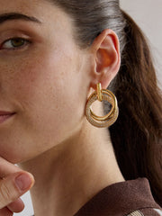 Sandra Gold Statement Earrings - Gold/Pavé