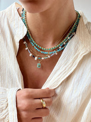 Nina Semi-Precious Necklace - Gold/Turquoise