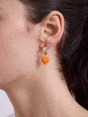 Game Day Heart Drop Earrings - Orange