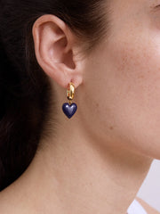 Game Day Heart Drop Earrings - Navy