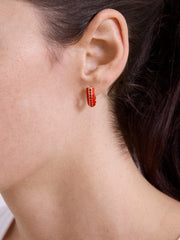 Game Day Enamel Huggie Earrings - Red