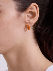 Game Day Enamel Huggie Earrings - Orange