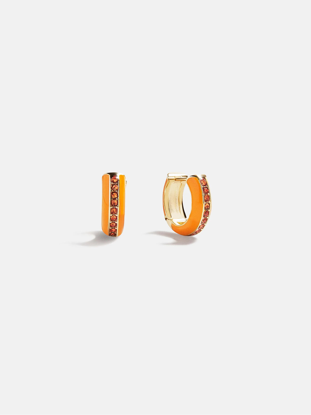Game Day Enamel Huggie Earrings - Light Orange