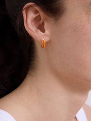 Game Day Enamel Huggie Earrings - Light Orange