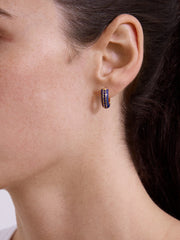 Game Day Enamel Huggie Earrings -  Blue