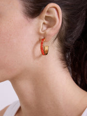 Game Day Baguette Hoop Earrings - Red
