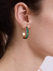 Game Day Baguette Hoop Earrings - Green