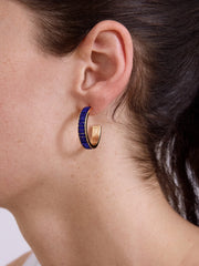Game Day Baguette Hoop Earrings - Blue