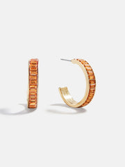 Game Day Baguette Hoop Earrings - Orange