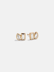 Reina 18K Gold Stud Earrings - Gold/Pavé
