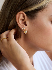 Reina 18K Gold Stud Earrings - Gold/Pavé