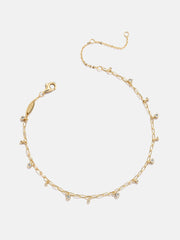 Faye 18K Gold Crystal Anklet - Gold/Pavé