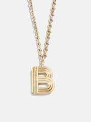 Retro Letter Initial Necklace - Gold