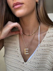 Retro Letter Initial Necklace - Gold
