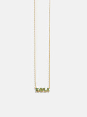 18K Gold Birthstone Custom Nameplate Necklace - Emerald