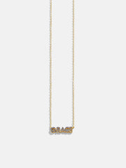 18K Gold Birthstone Custom Nameplate Necklace - Sapphire