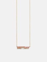18K Gold Birthstone Custom Nameplate Necklace - Rose
