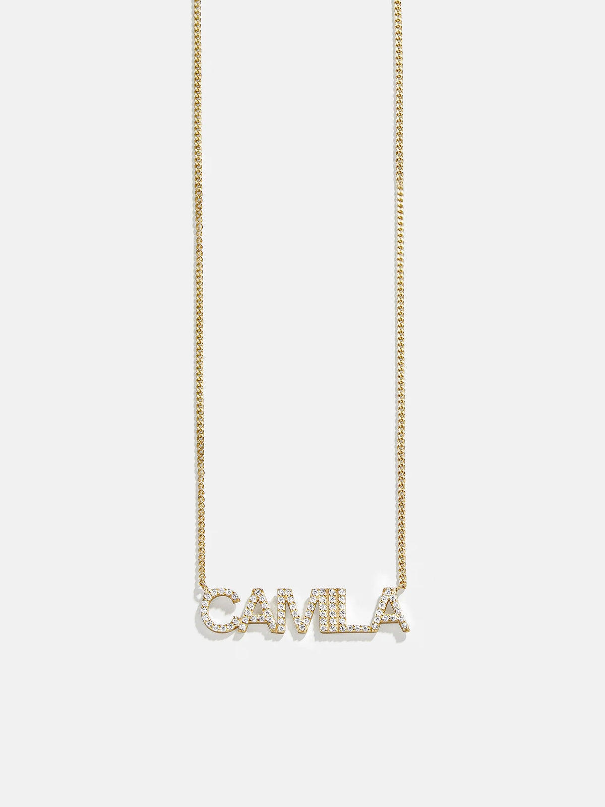 18K Gold Birthstone Custom Nameplate Necklace - Crystal