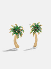 Palm Royale Statement Earrings - Gold/Green