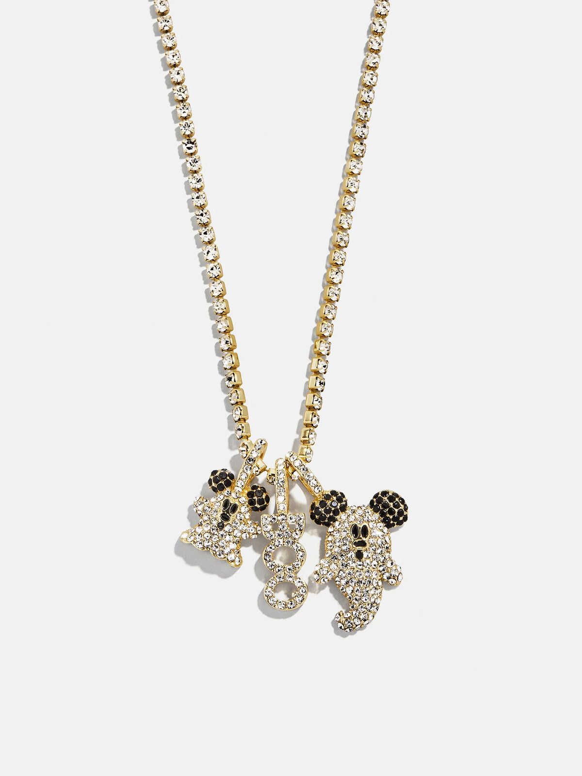 Disney Mickey Mouse Ghost Charm Necklace - Gold/Pavé