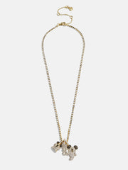 Disney Mickey Mouse Ghost Charm Necklace - Gold/Pavé