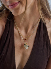 Disney Mickey Mouse Ghost Charm Necklace - Gold/Pavé