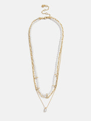 Sylvia Layered Necklace - Gold/White