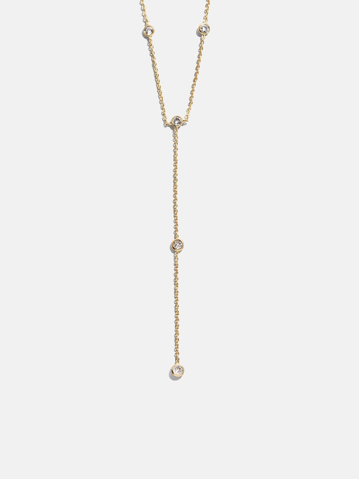 Yasmine Gold Lariat Necklace - Gold/Pavé