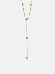 Yasmine Gold Lariat Necklace - Gold/Pavé