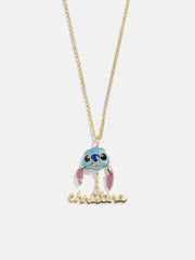 Disney Stitch Custom Nameplate Pendant - Gold/Blue