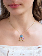 Disney Stitch Custom Nameplate Pendant - Gold/Blue