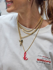 Peanuts Snoopy Pendant Necklace - Gold/Pavé